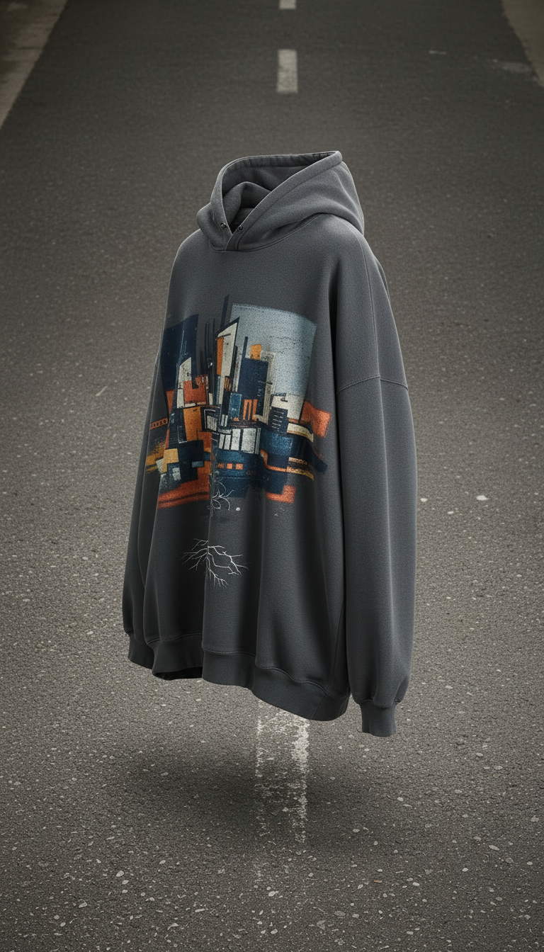 Alternate angle view of Oversized Graphic Print Hoodie