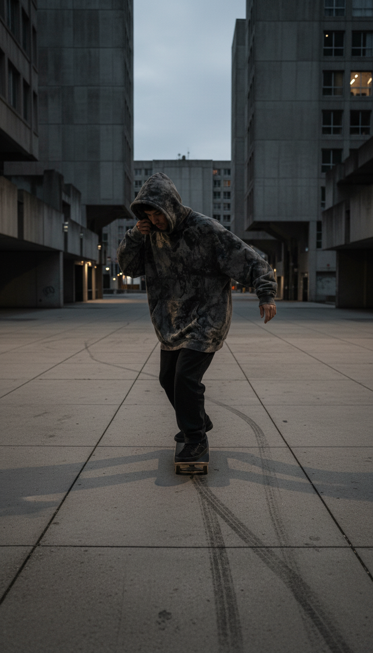 Oversized Acid Wash Hoodie in use
