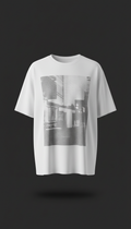 Paper White relaxed-fit t-shirt featuring Urban Grey oversized print on chest., Three-quarter angle as default for apparel...
