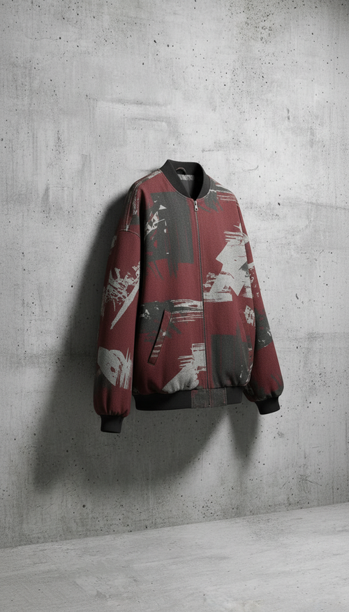 Alternate angle view of Graphic Print Bomber Jacket