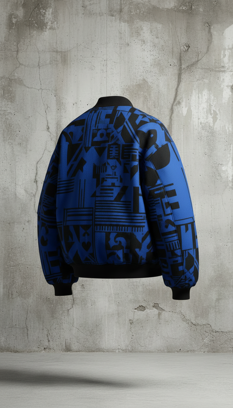 Alternate angle view of Oversized Graphic Bomber Jacket